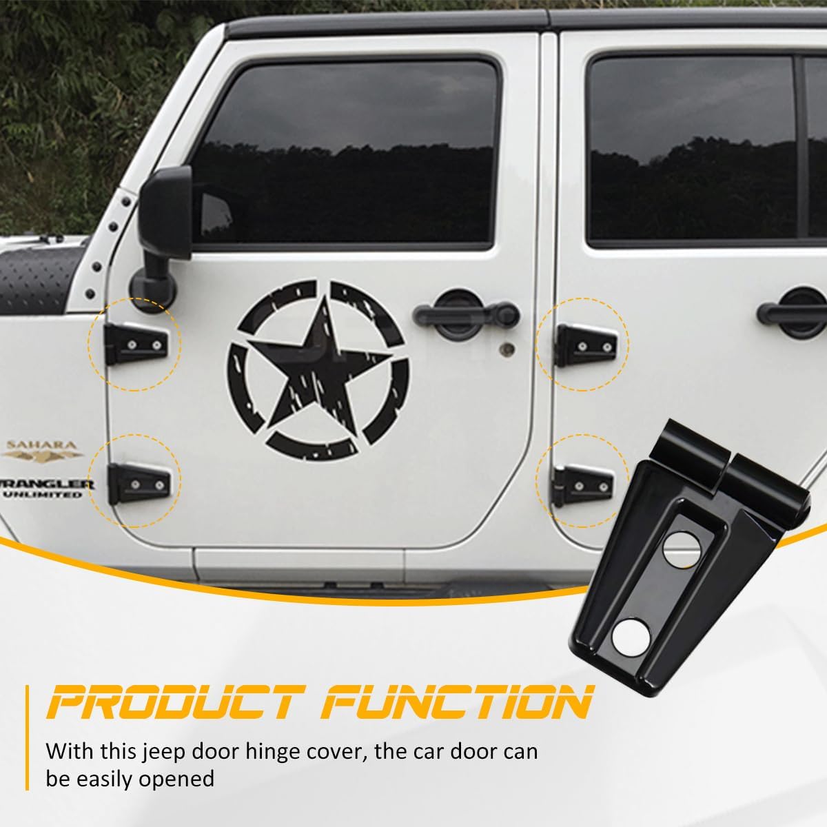 Tail Light Cover + Door Hinge Cover Compatible with Jeep JK Wrangler 2007-2018
