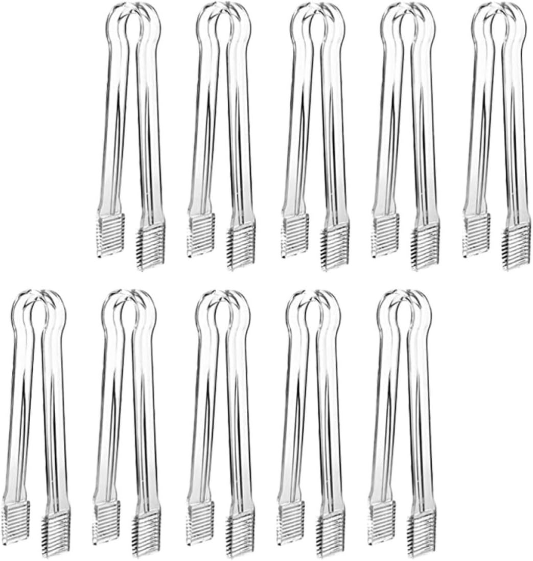 10 Pack Acrylic Ice Cube Tongs for Coffee and Jelly Serving