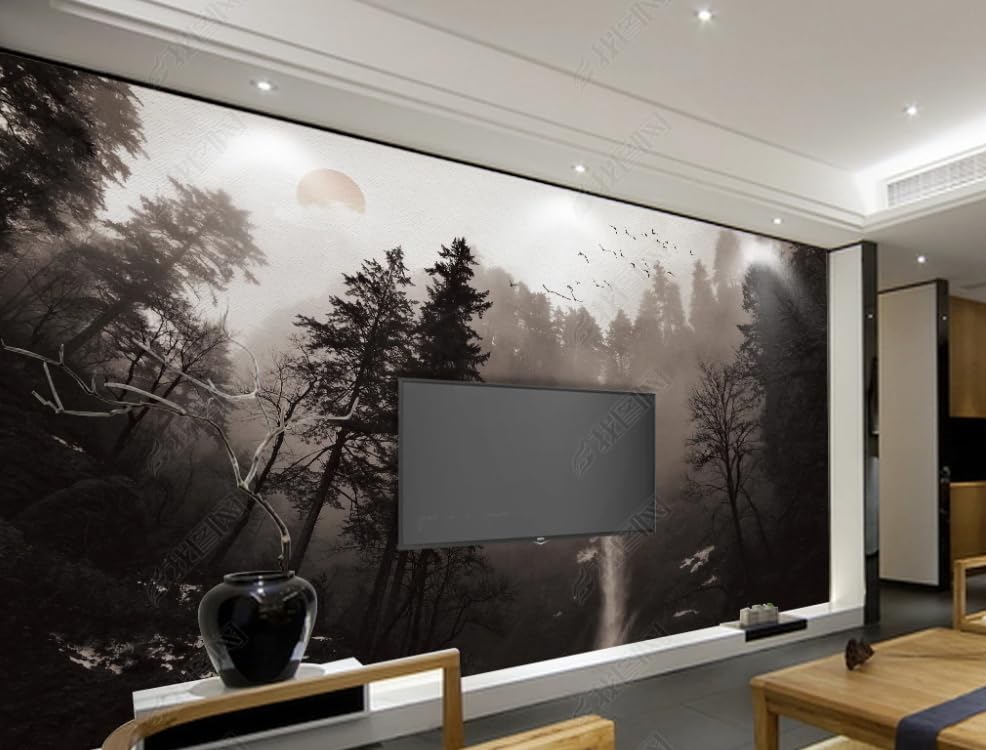 Poster géant mural cascade de forêt intissé pour salon 150cm