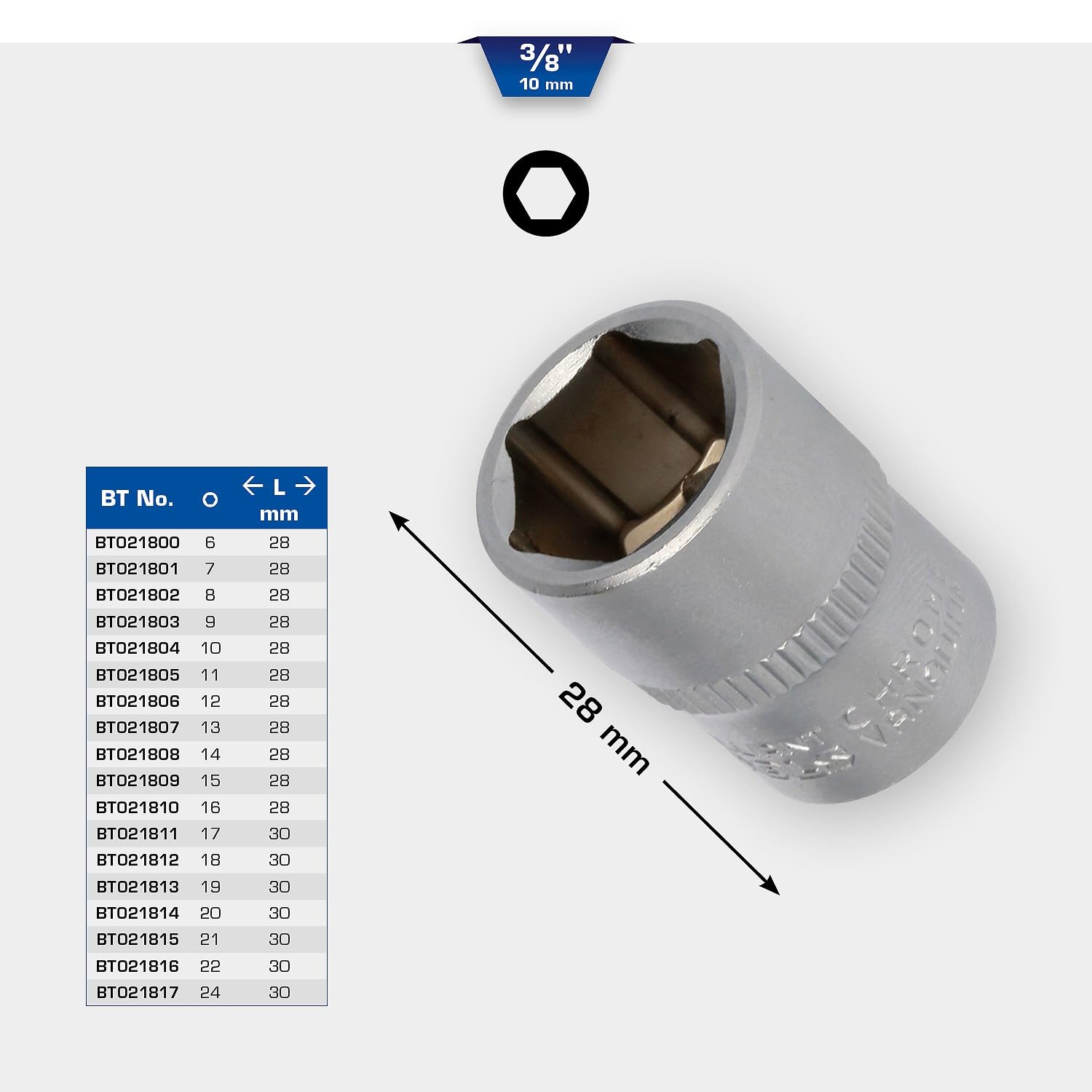 BRILLIANT TOOLS BT021807 Bussola esagonale 3/8", 13 mm [Powered by KS TOOLS]