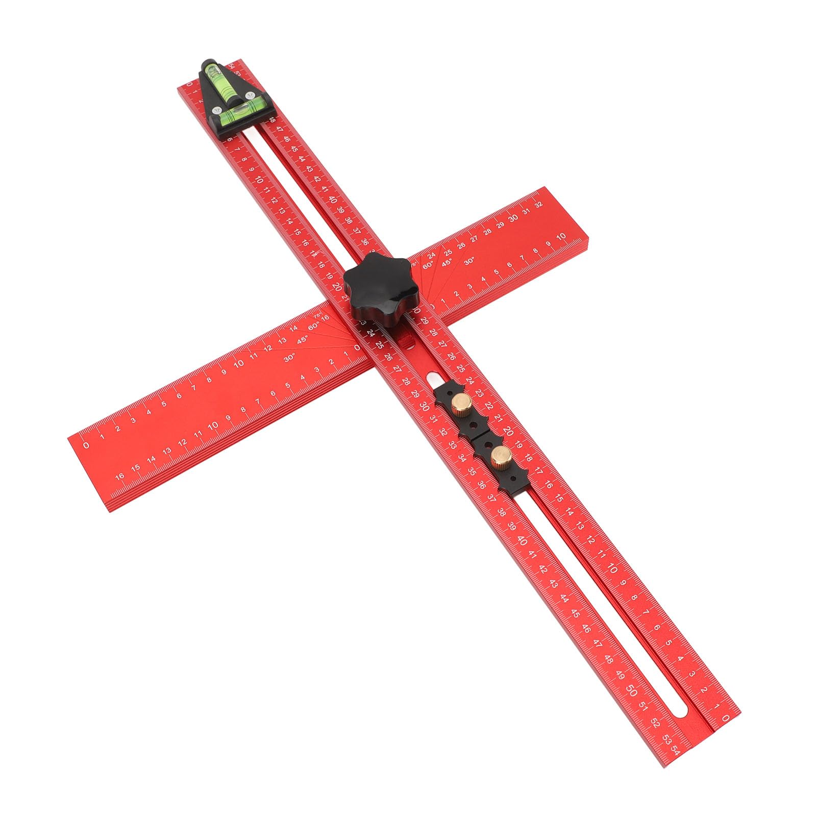aqxreight Règle de Perçage 2 en 1, Perceuse de Localisation de Poinçon 45° et 90° pour le Travail du Bois, l'ébénisterie, Outil de Mesure carré en T avec Conception Pliable en Aluminium anodisé