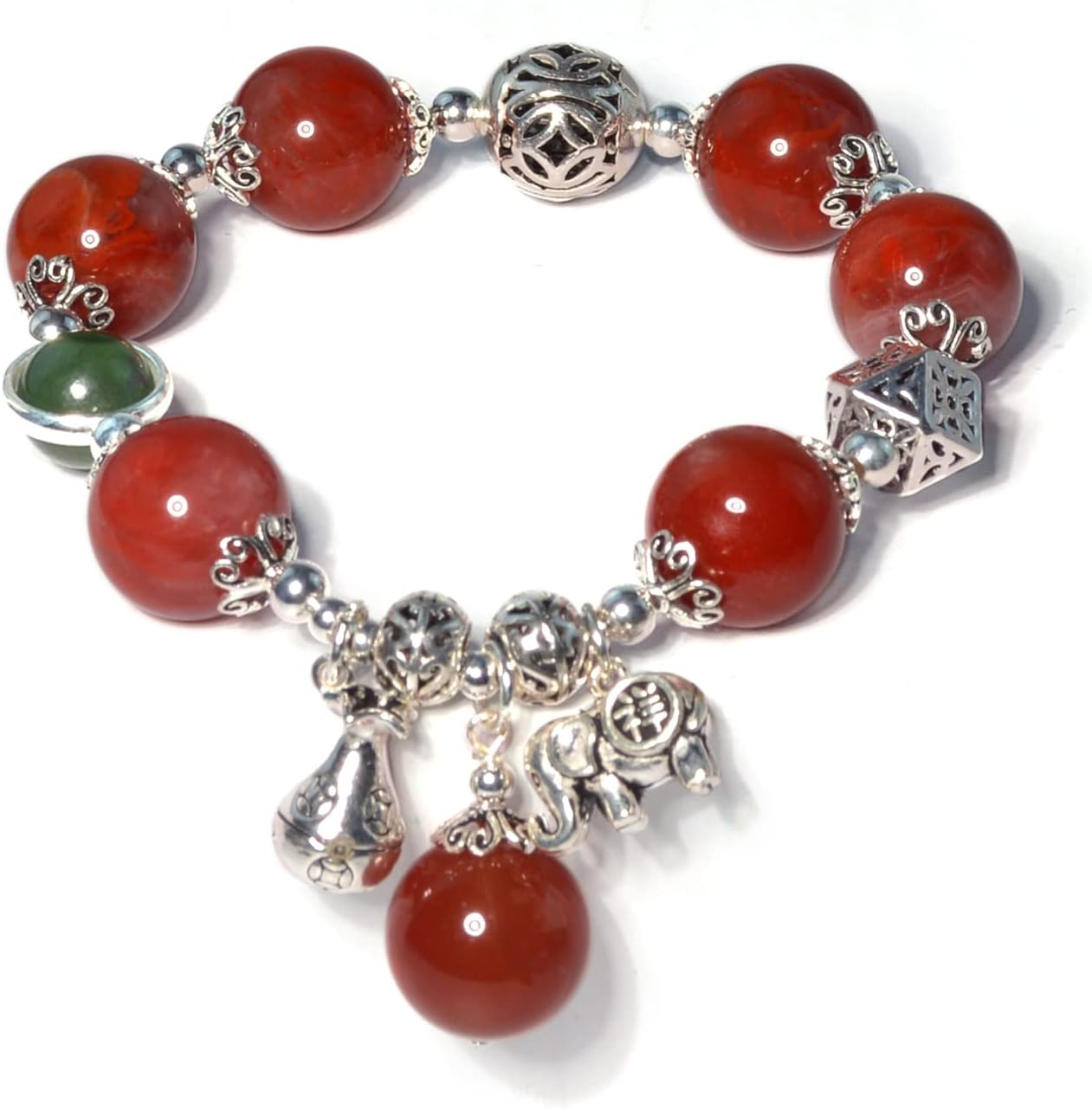 Natural agate stone bracelet,women carnelian bracelet,Green/Yellow/Red 6/12mm Beads silver accessories,Jewelry Healing Bracelets Bring Luck and happyness Prosperity. Mom/Wife/Employee gif