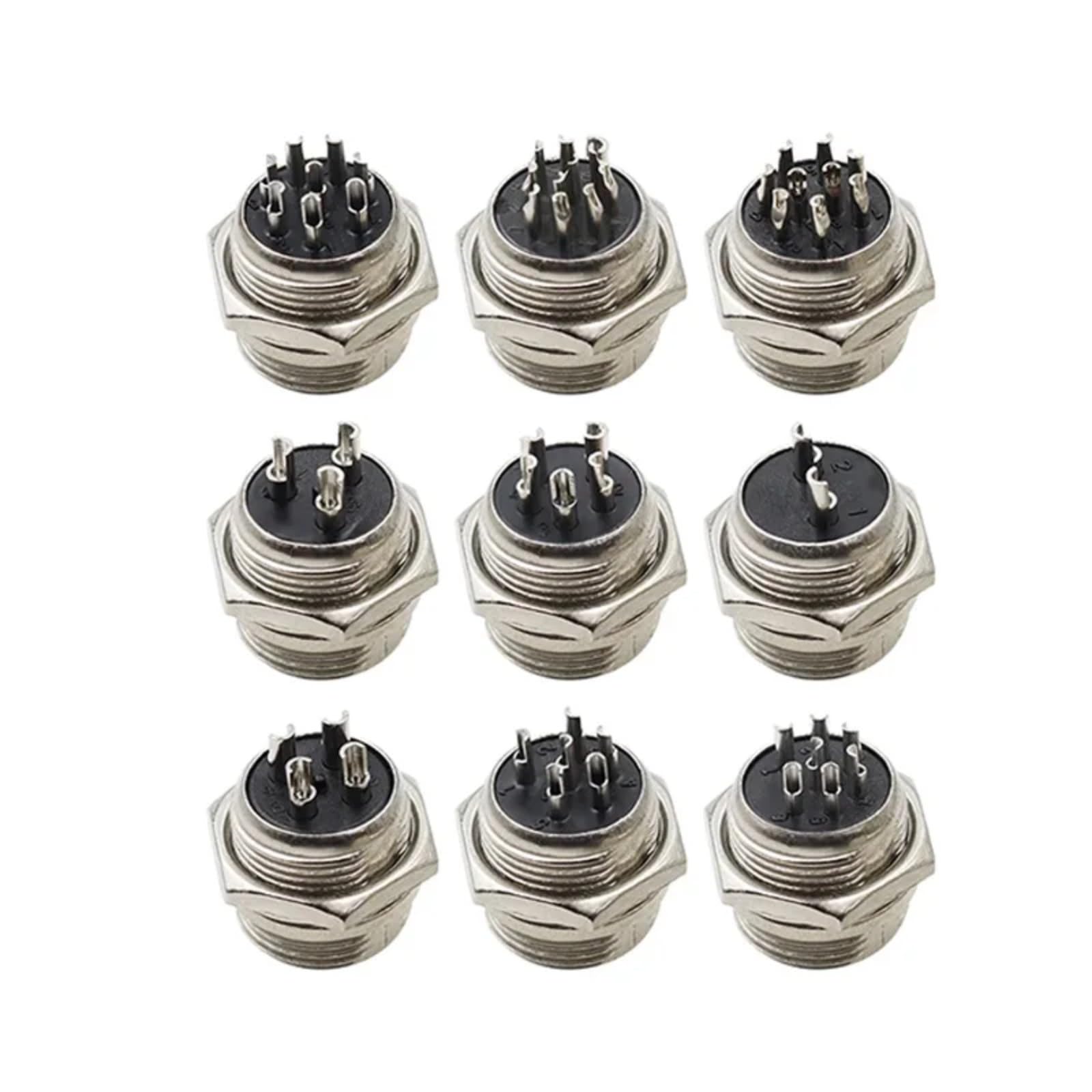 5 Connettori aerei circolari in metallo da mm 16(8 pin female)