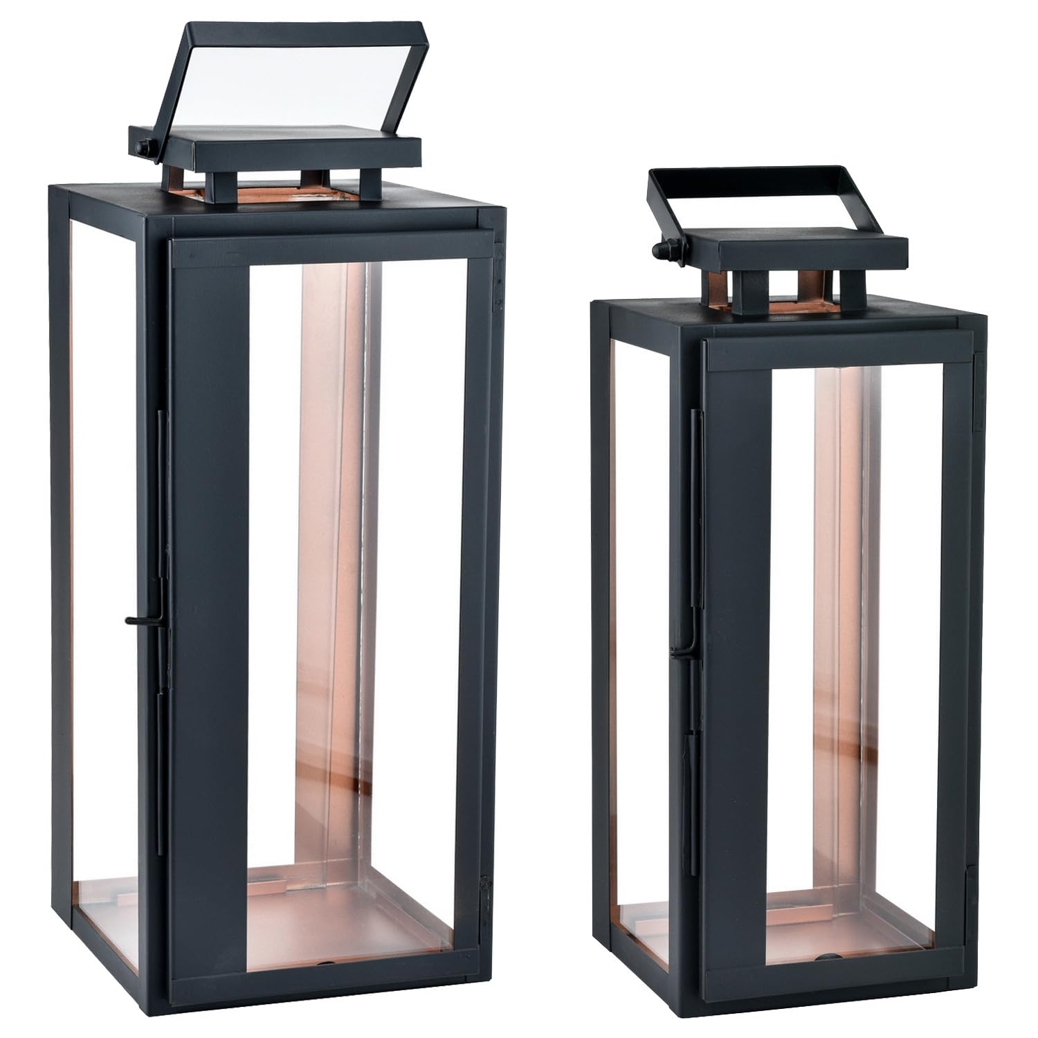 2er Set Gartenlaterne Nossa Windlicht modern skandinavisch 38 cm Deko