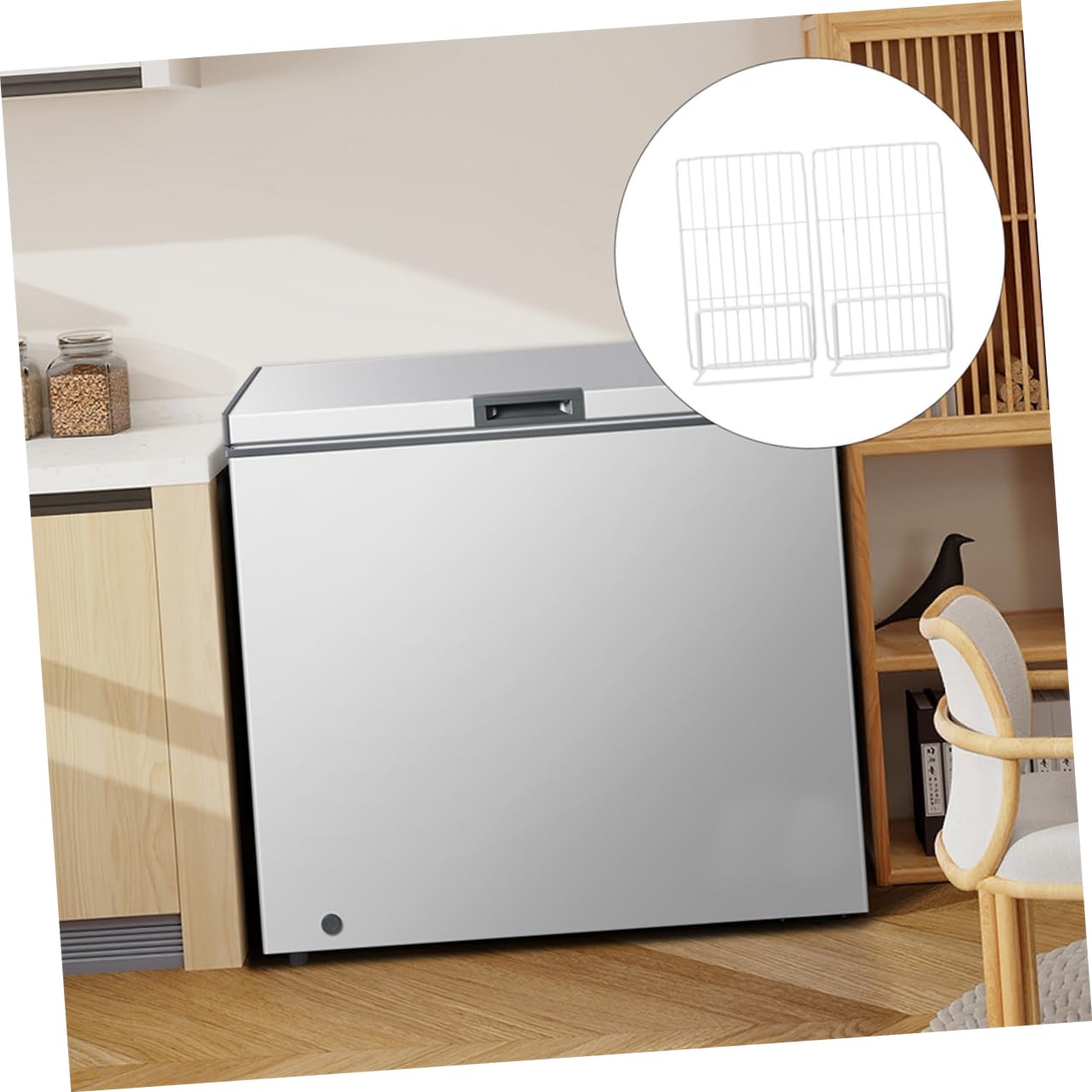 Mikinona Divisori e Facile Installazione per Congelatore 2 Pezzi in Ferro Bianco e Design a Rete Altezza Regolabile Supporto per Oggetti Pesanti per Frigorifero e Freezer