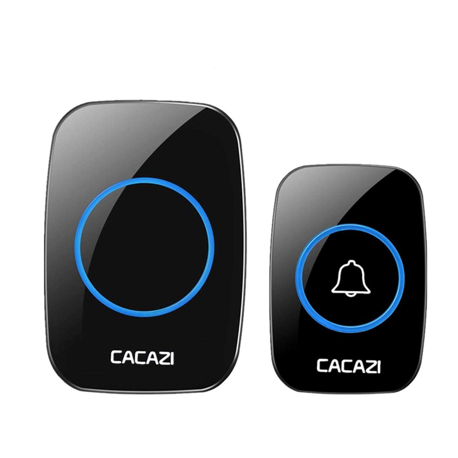 Wireless Doorbell Waterproof LED Indicator Adjustable Volume Door Bell with 1 Remote Button Receivers