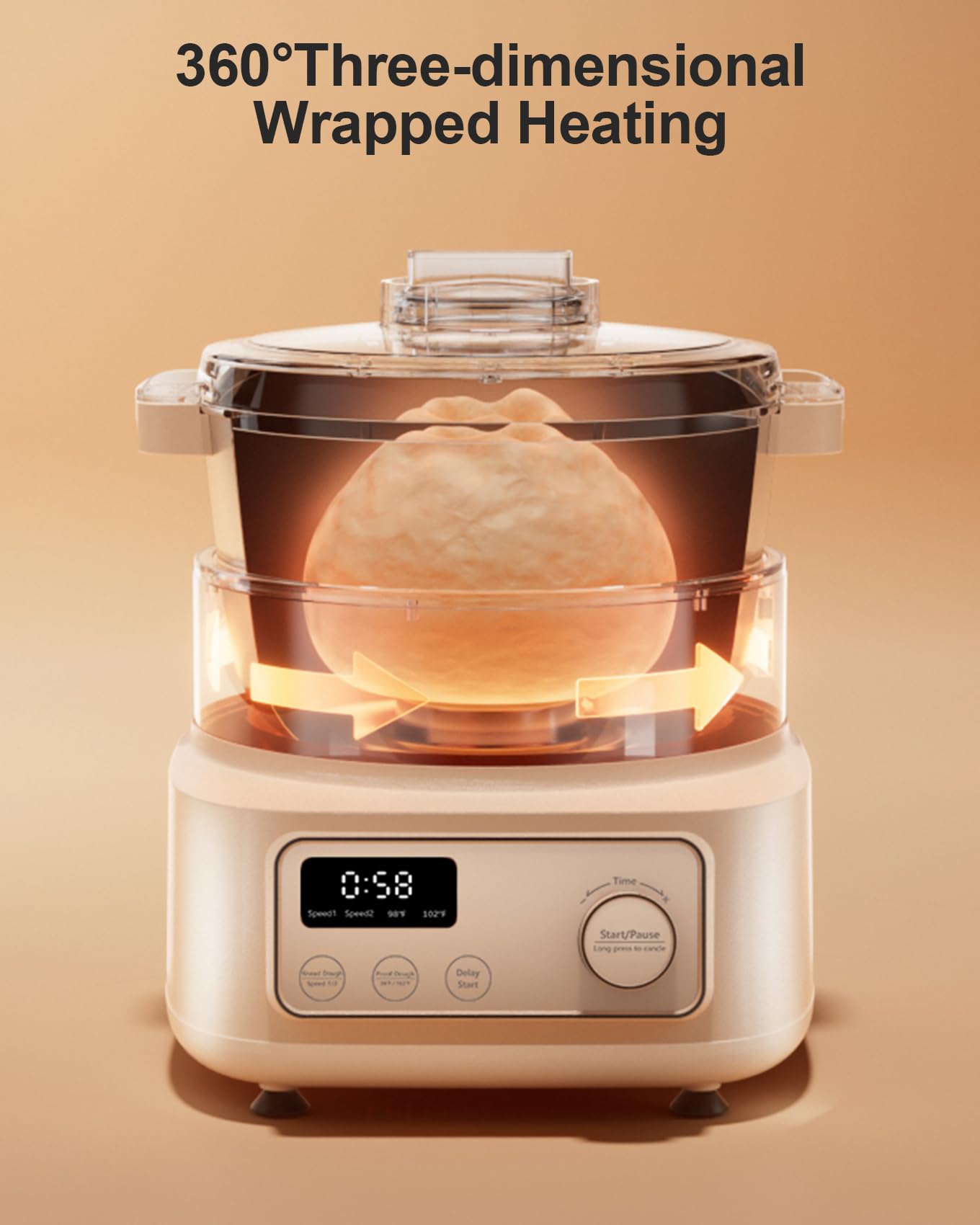 Máquina de masa eléctrica con función de masa a prueba, temporizador de microcomputadora, cuenco de acero inoxidable 304 de 6.34 cuartos de galón, máquina de amasado de harina de cocina para el 4