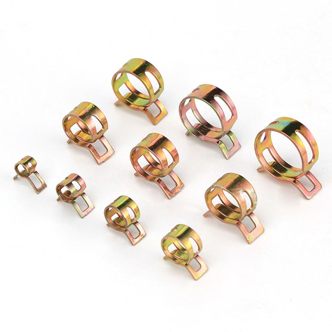100 Fascette Per Tubi Carburante/Aria - Set 10 Misure Da 6mm A 22mm In Metallo Zincato - Foto 2