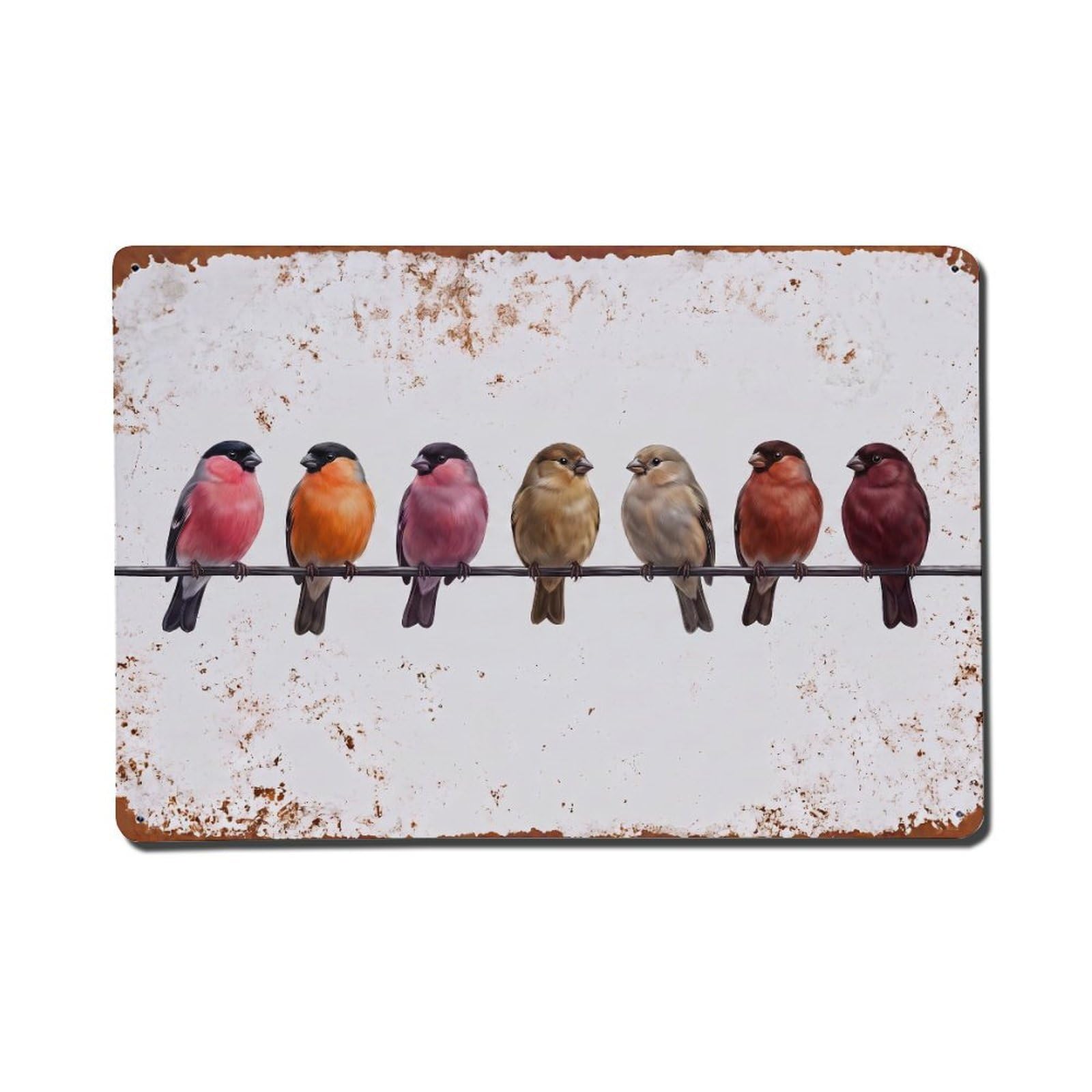 Vintage Retro Birds Bullfinch Metal Tin Sign