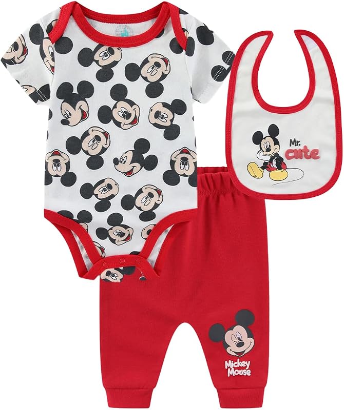 Body Mickey Pooh Stitch bebé niño con culote y pantalón 3 unidades