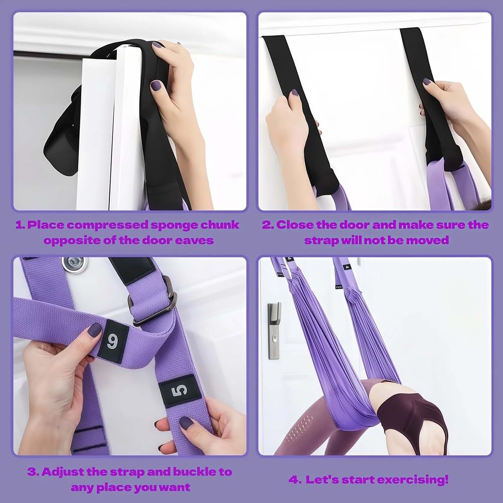 Correa de estiramiento para yoga, cinturón de entrenamiento con anclaje de puerta, entrenador de flexibilidad para fitness, gimnasia y baile