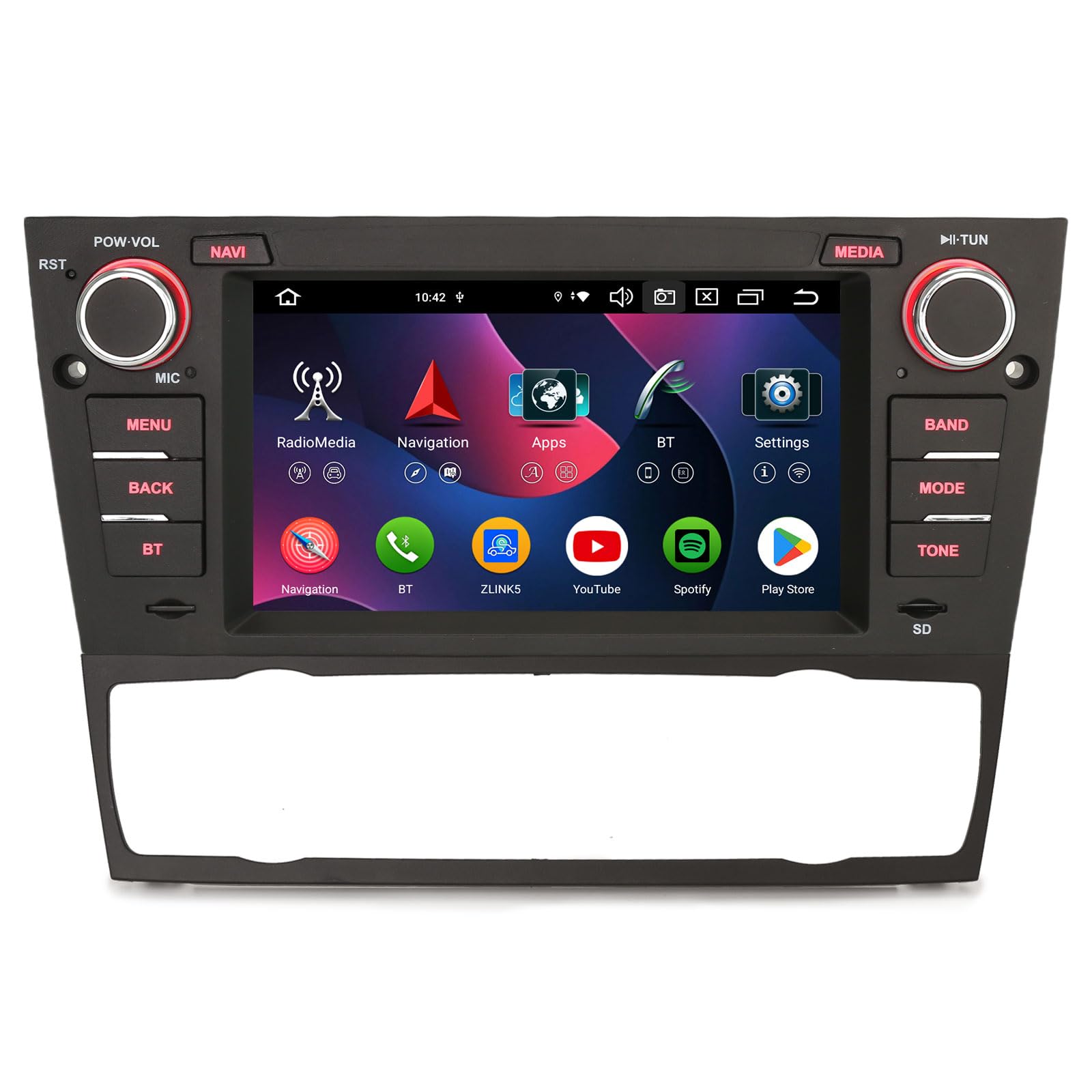 Erisin 8-Core 4GB+64GB 7 pollici IPS Schermo Tattile Android 14 Autoradio Bluetooth GPS Navigatore per BMW Serie 3 E90 E91 E92 E93 M3 Supporto CarPlay Android Auto WiFi 4G DSP DAB+ USB FM OBD2 Canbus
