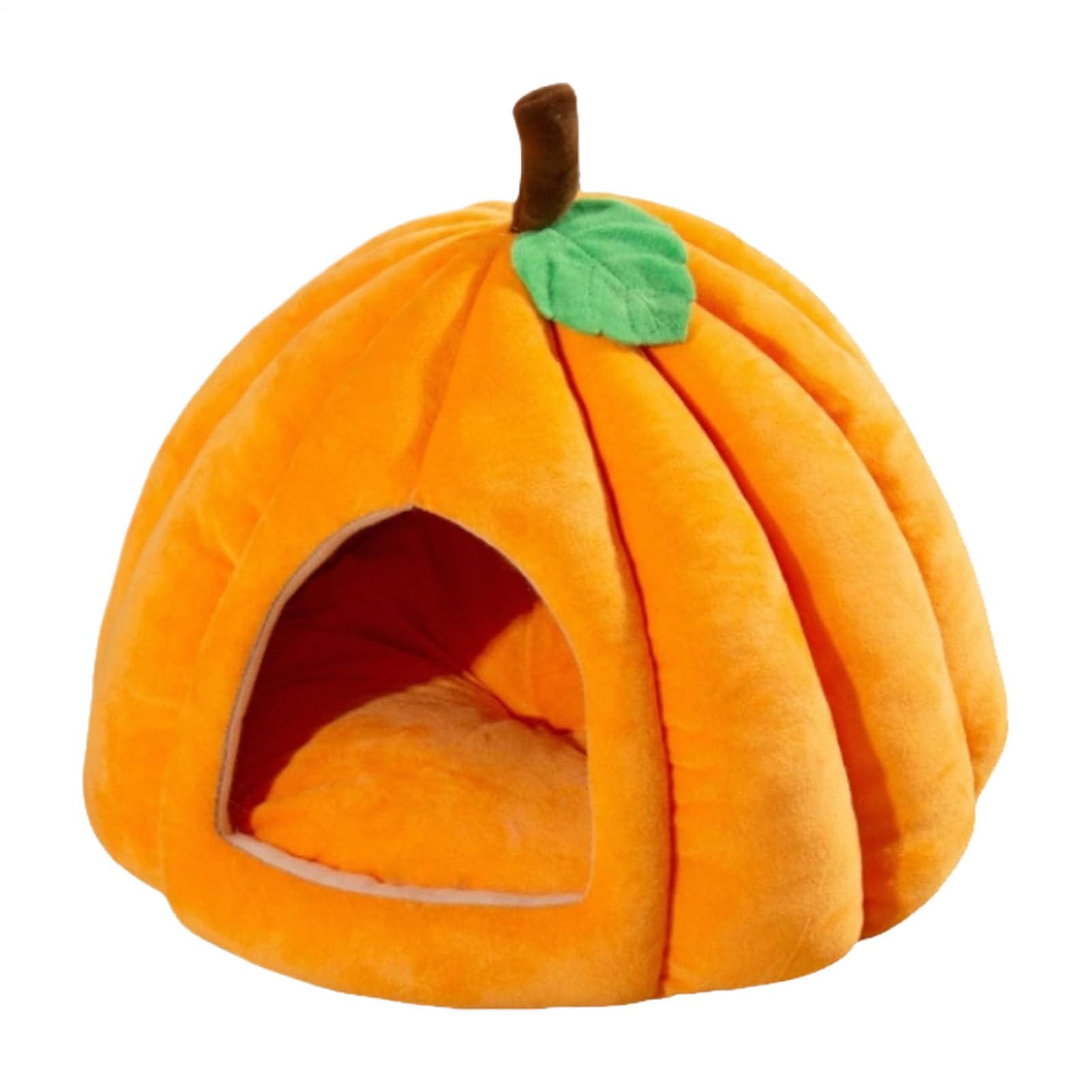 Halloween Pumpkin Cat Cave Bed, Cute Pumpkin Cat House Warm Sleeping Cave Nest Plush Washable, Soft Comfortable Cozy Enclosed Pet Tent Bed For Indoor Cats, Small Dogs