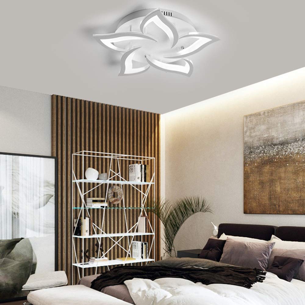 58CM LED Deckenleuchte Wohnzimmer Dimmbar Deckenlampe Blume | Moderne Schlafzimmer Lampe decke Kreis Wohnzimmerlampe mit Fernbedienung 3000K-6000K Weiß Schlafzimmerlampe Esszimmer Küche