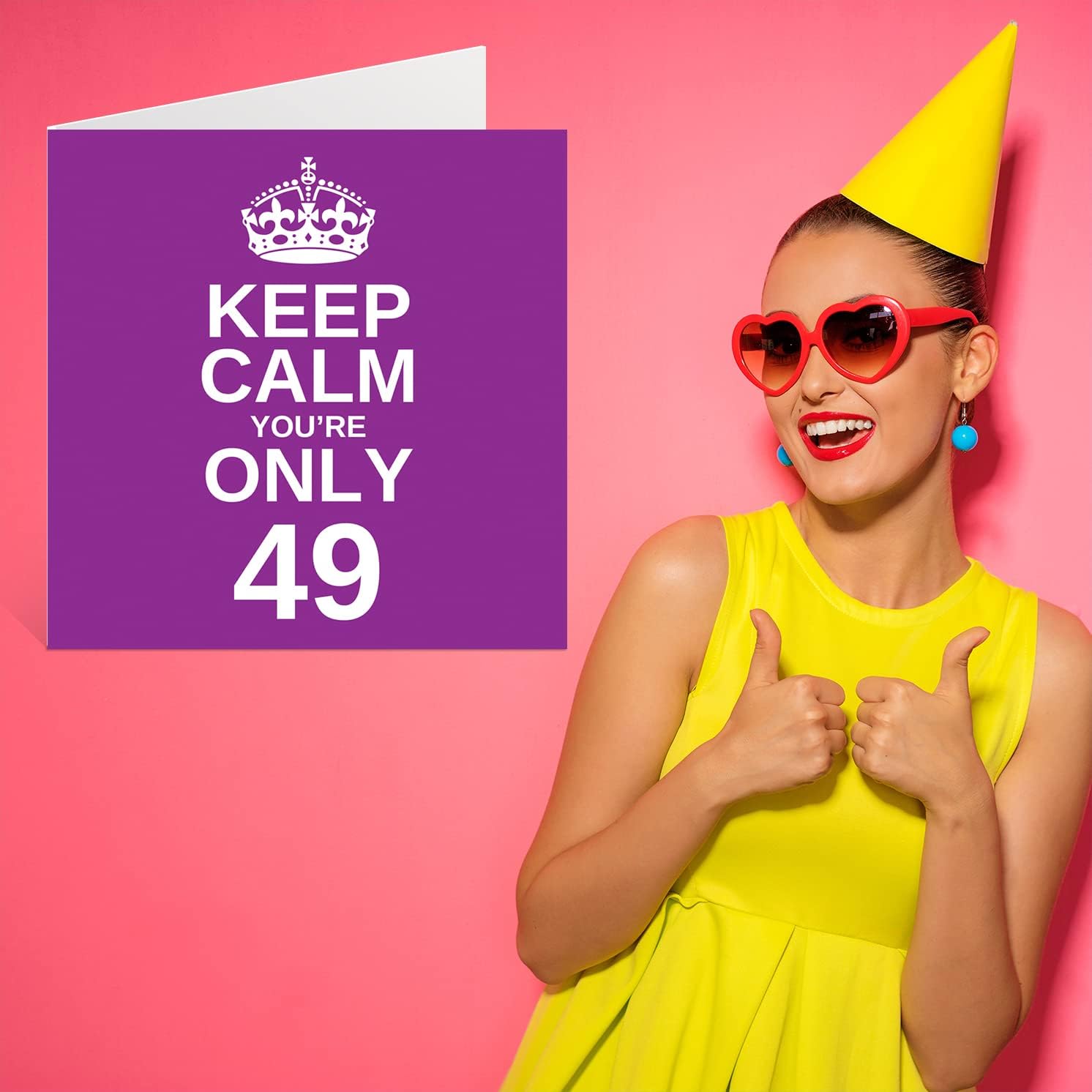 Stuff4 Funny 49th Birthday Cards for Men Woman - Keep Calm - Fun Happy Birthday Card for Brother Mom Grandpa Sister Dad Papa Pops Nanny Grandma Uncle Aunt, 5.7 x 5.7 Inch Joke Humor Greeting Cards