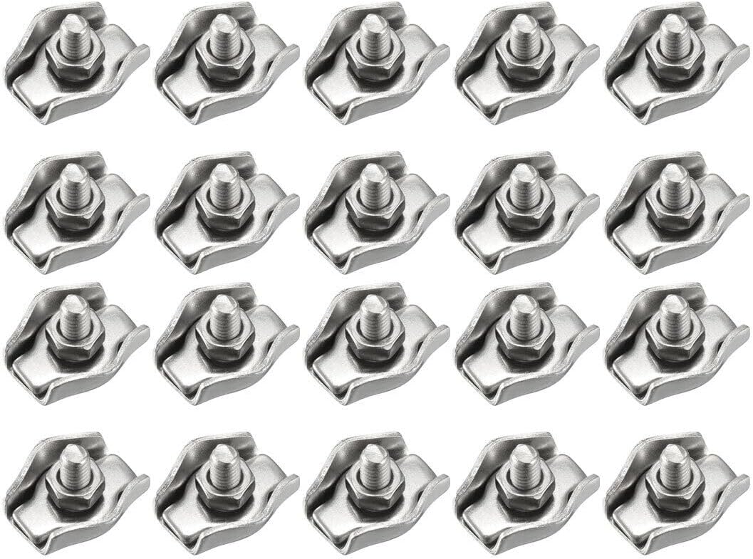 Toolparts And Accessories 20Pcs 304 Stainless Steel Single Wire Rope Clip Cable Clamp For 1.5mm-2mm Rope (#CN#130824-07250)