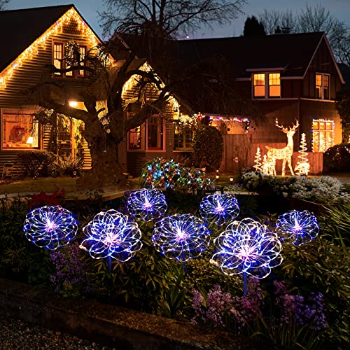 SolarEra Solar Garden Lights Solar Lights Outdoor Waterproof 2 Pack Solar Powered Firework Stake Lights 120 LED Sparklers Solar Outside Lights for Yard Pathway Flowerbed Decor (Colorful) - Thumbnail 4