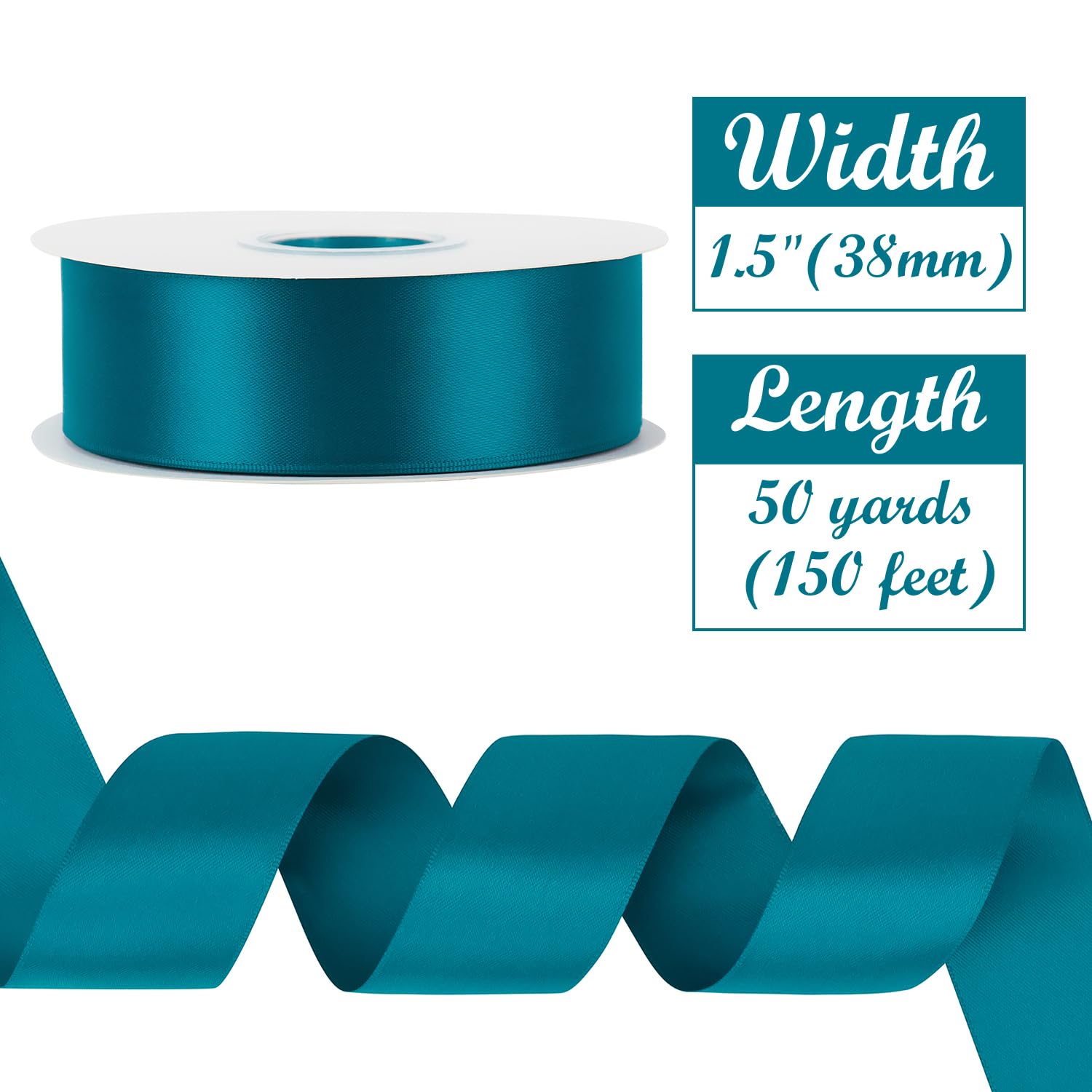 Amazon.com: HUIHUANG Peacock Blue Ribbon 1-1/2 inch x 50 Yards