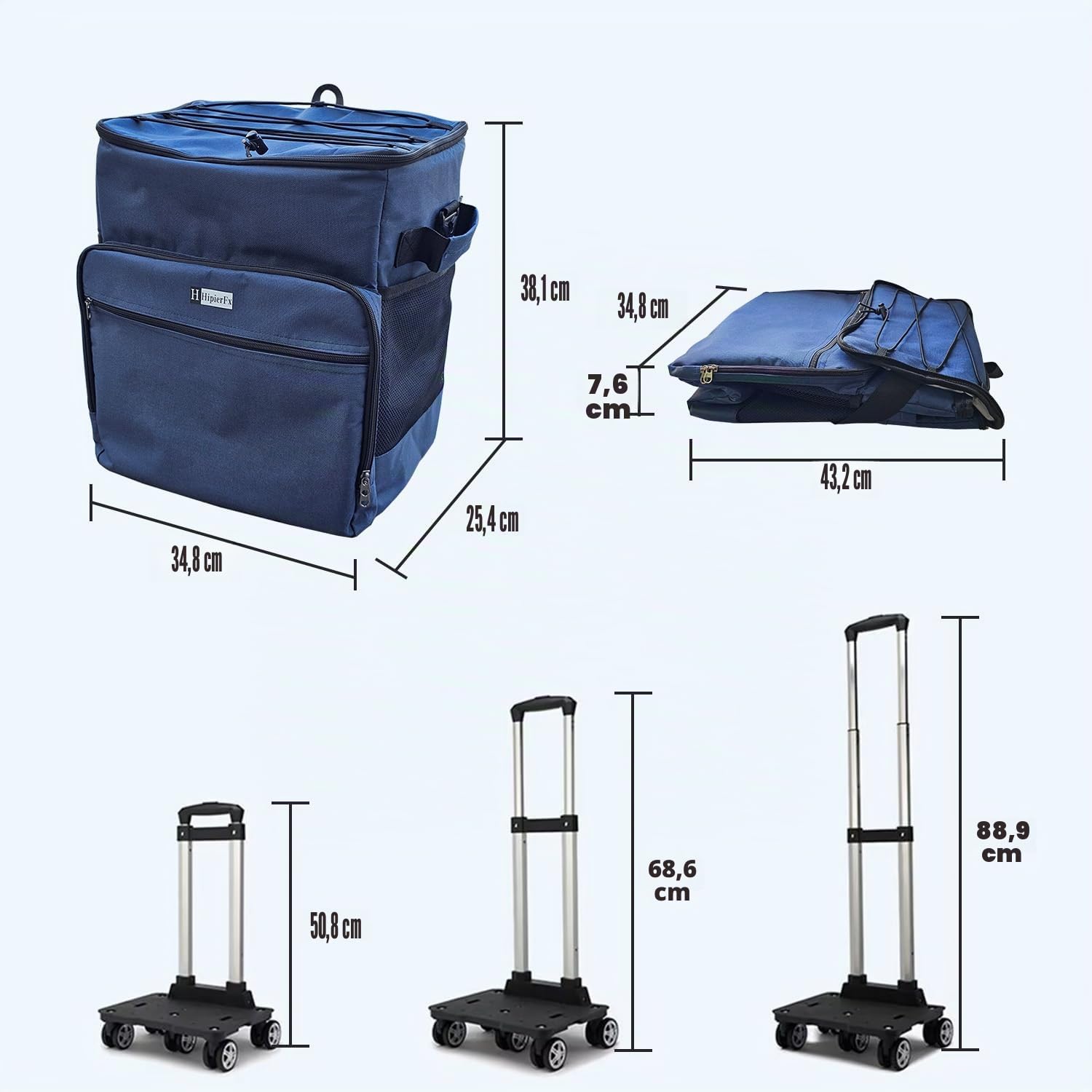 Borsa Frigo Trolley con Ruote 40 Litri Pieghevole Borsa Termica da Picnic per 4-6 Persone