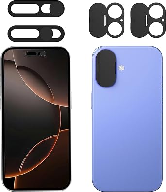 Privacy Cover Compatible for iPhone 16 /iPhone 16 Plus with Front Camera Cover,Protect Privacy and Security But Not Affect Facial Recognition2Pack