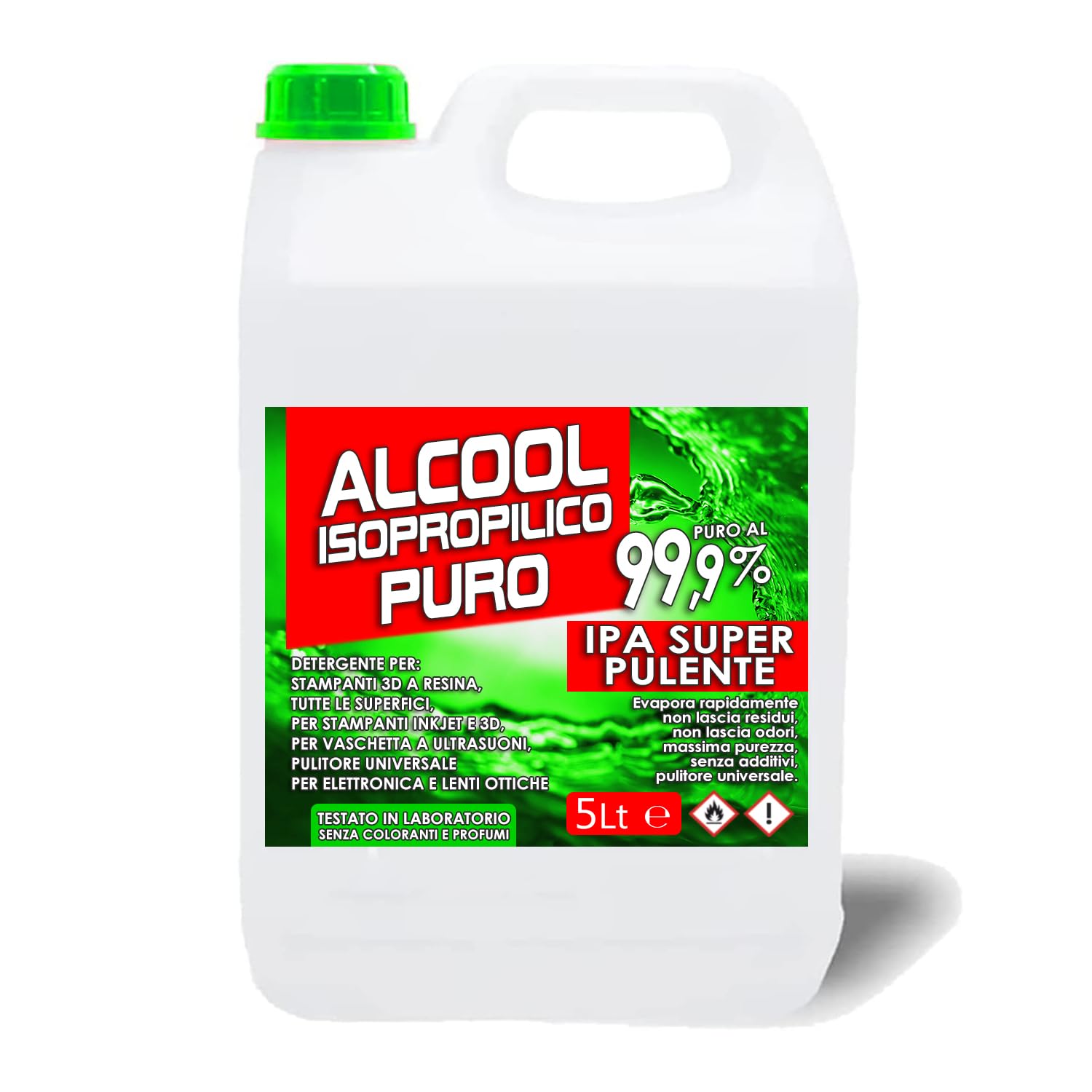 Isopropanolo 99,9% 2 Litri - Alcool Isopropilico Puro IPA Per Pulizia Elettronica, Schede PCB, Schermi, Resine 3D E Sgrassaggio