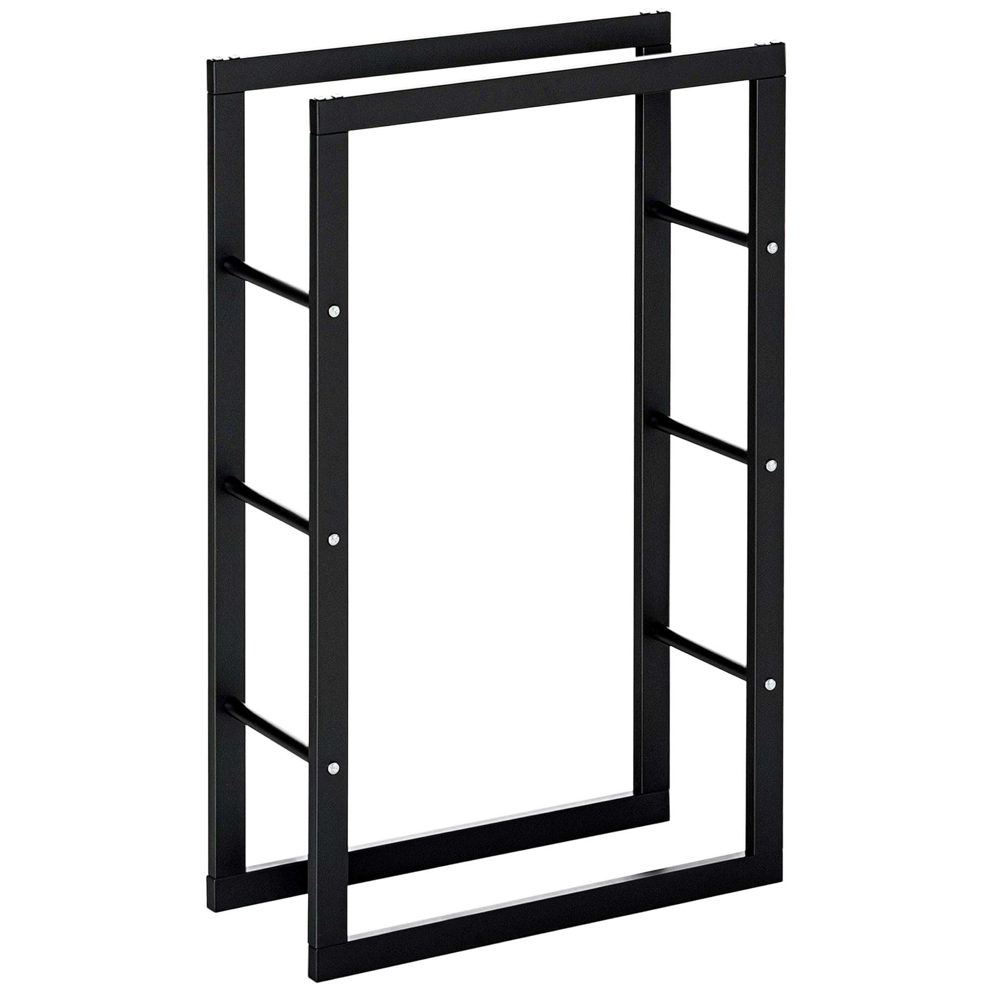 HOMCOM Kaminholzregal Metall Brennholzregal 60 x 25 x 100 cm Schwarz | Stapelhilfe, Stahlrahmen bis 100kg, Kaminholzunterstand Outdoor, Holzregal, Feuerholzregal für Garten Terrasse Außen