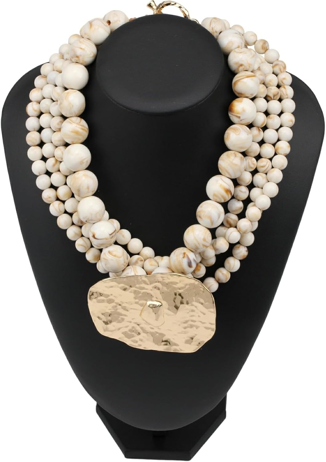 Multi Strands Bead Pendant Necklace for Women Stone Wood Pearl Gold Color Metal Charm Fashion Ethnic Tribal Elegant Jewelry - Image 2