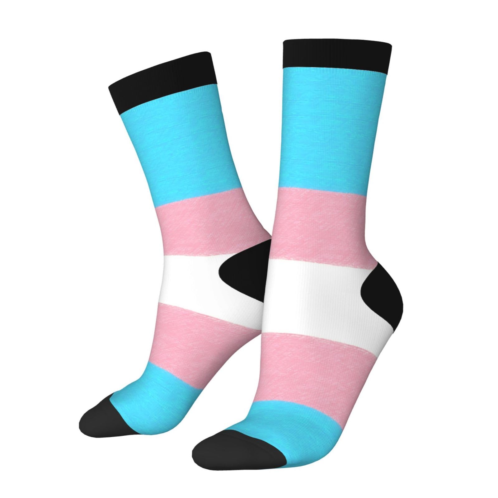 asbwuo Texture-Applied Transgender Flag Socks For Men/Women Gifts,Unisex Novelty Casual Dress Socks