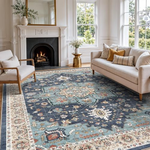 10x14 Area Rug: Large Rugs for Living Room Soft Thin Stain Resistant Carpet