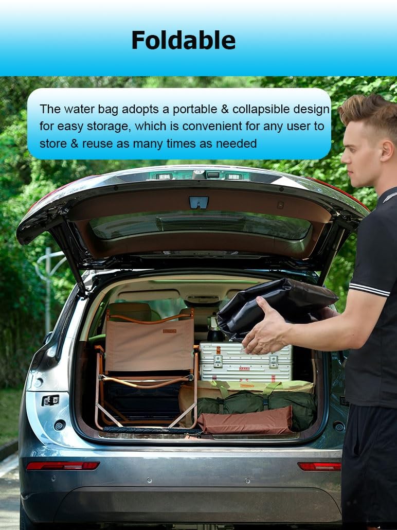 Este depósito de Agua portátil de PVC de 4000 L para caravanas, Camping y Recogida de Agua de Lluvia, contenedor de Almacenamiento de Agua Plegable con Kit de rebosadero (3 x 1,7 x 0,8 m / 1