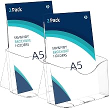 2Pack A5 8.07*3.26*2.08 inches Acrylic freestanding brochure dispenser, transparent flyer holder, adapted to office, restaurant, counter, reception, hotel front desk freestanding brochure flyer holder