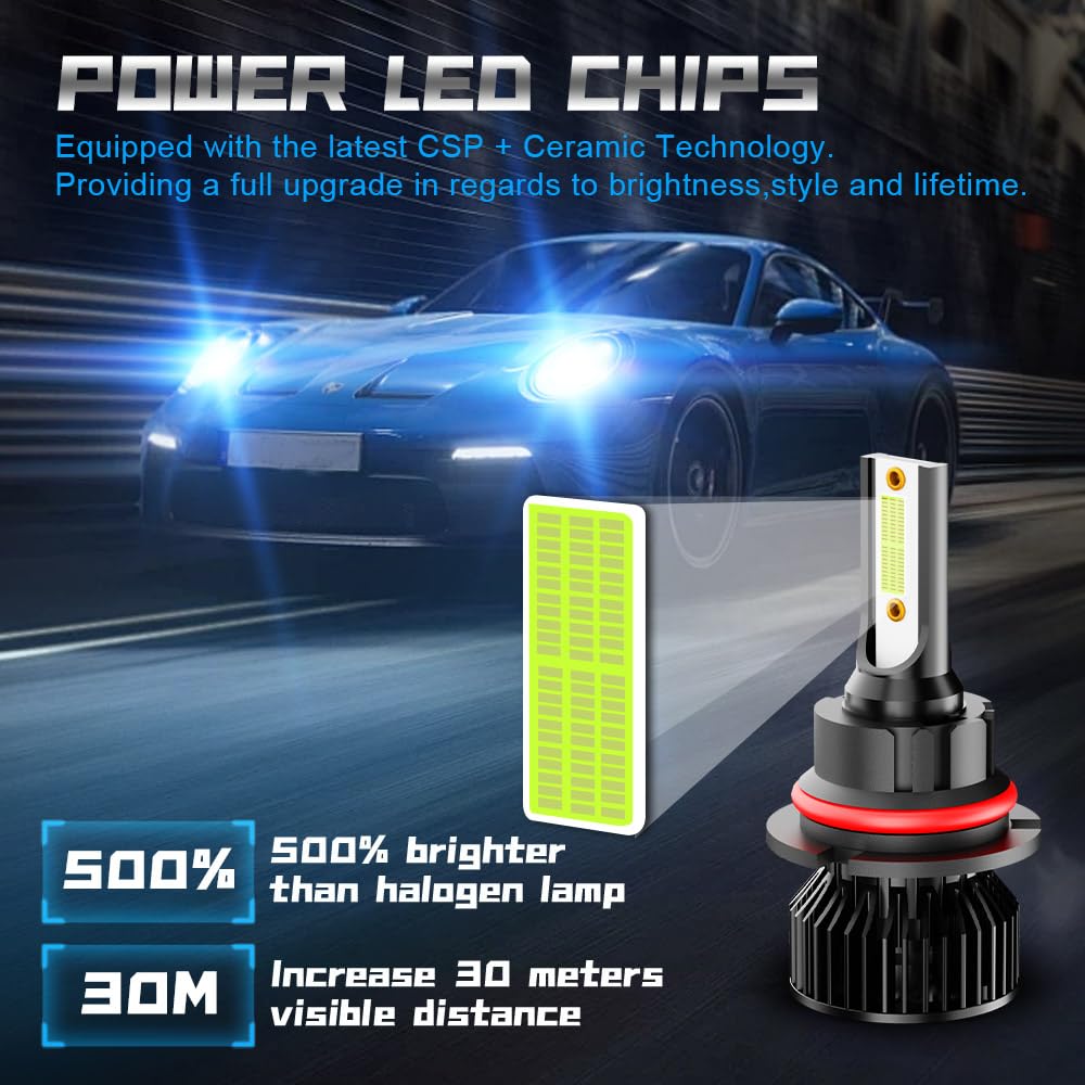 YXQQHY For Nissan Pathfinder 2005-2012,HB5 9007+H11 Lights 500% Brightness, 8000K Blue Fog Light Bulbs with Cooling Fan, IP68 Waterproof, Pack of 2