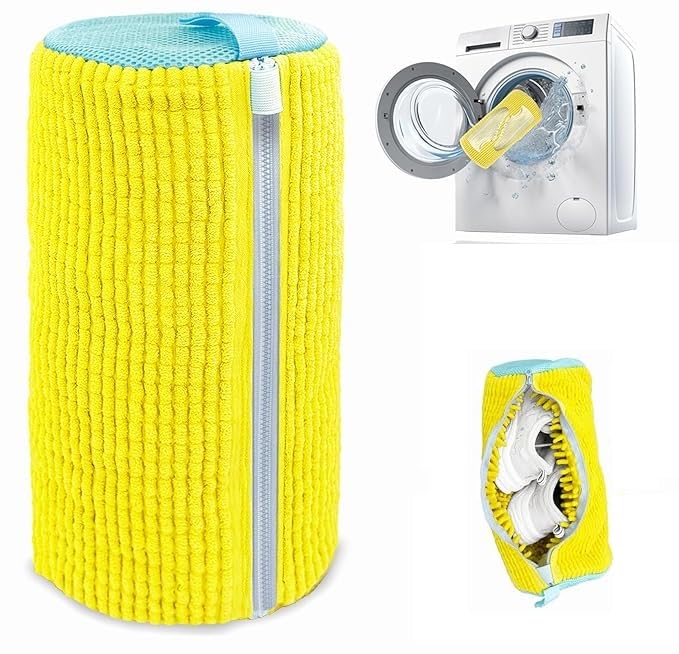 Kauldvishe Pack of 1 Shoe Washing Machine for Washer & Dryer 360° Microfiber Deep Cleaning Laundry Reusable Sneaker Cleaning with Durable Zipper for Shoes & Delicates (YELLOW)-picture-52