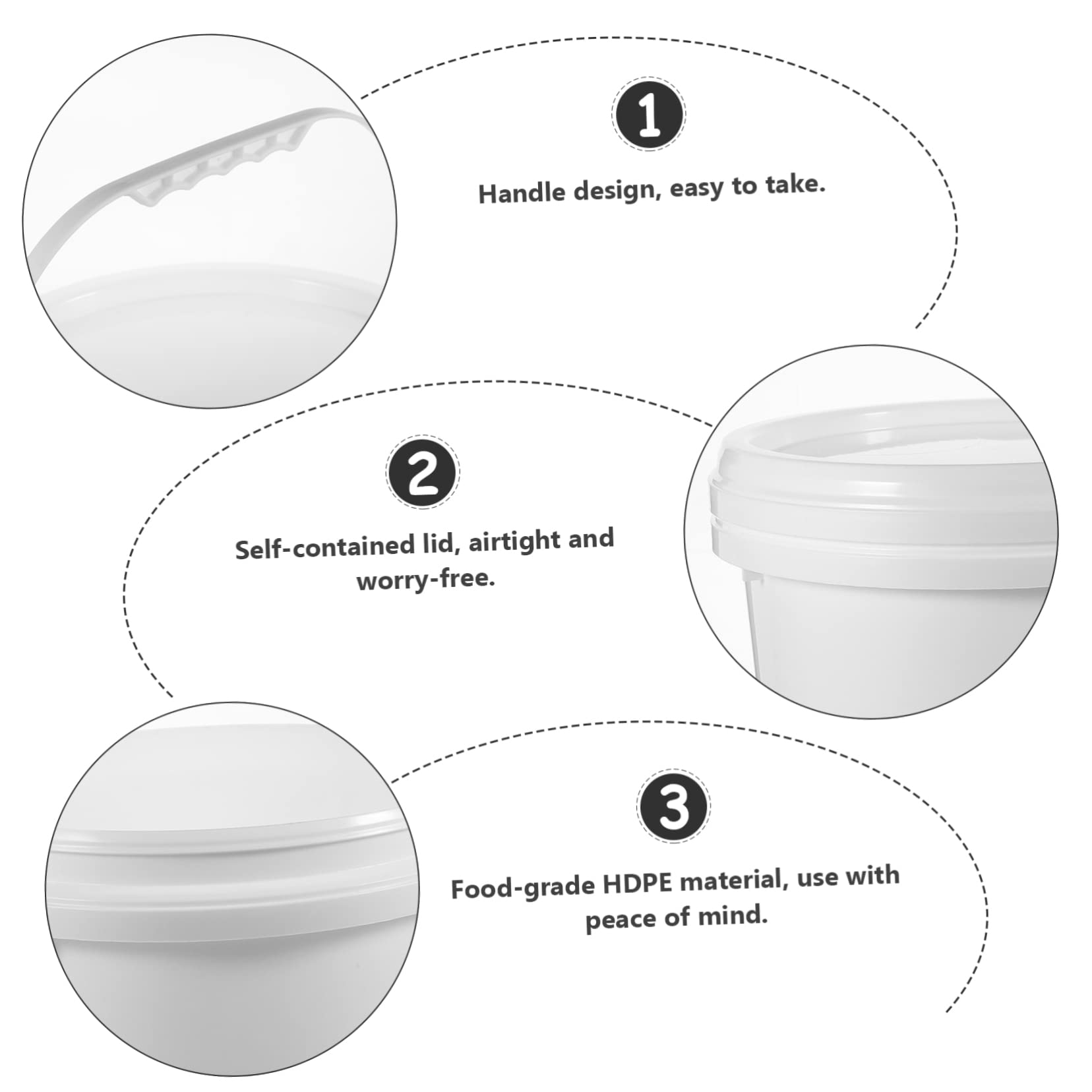 Cubo de Pintura Blanco de Hdpe de 10 litros con Tapa | Cubo Redondo para Arte, Envase Hermético, Apto para Aceite y Embalaje Químico