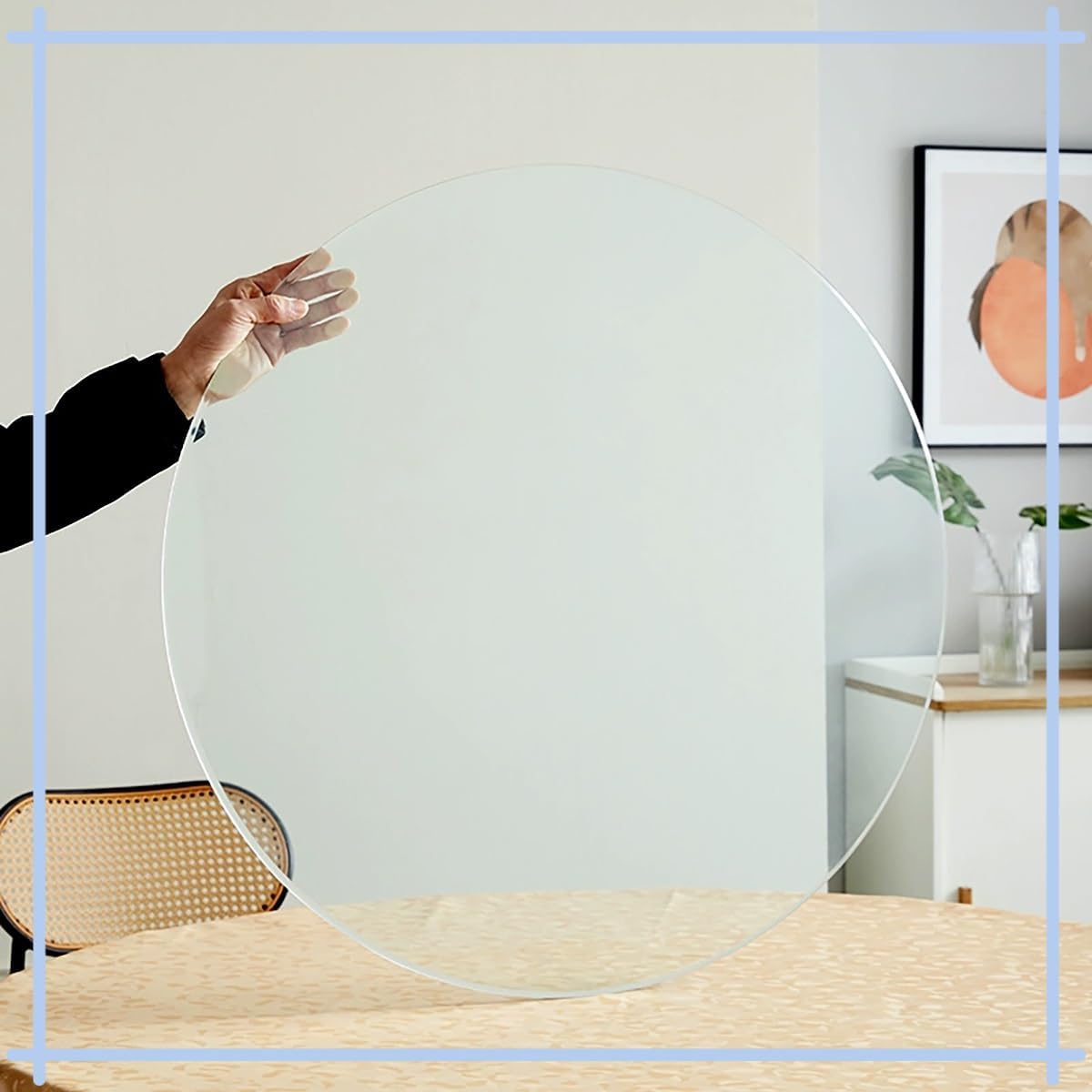 Patio Table Tops Round Glass Table Top W/Beveled Polished Edge, Smooth Glass Surface 1/4" Thick for Dining, Coffee, Office, End Tables(85cm/33.5in)