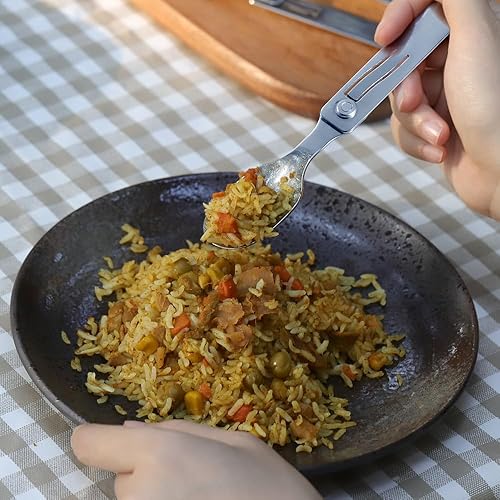 Miniatura 6 de Roxon C2 - Utensilios de camping 2 en 1, cubiertos plegables desmontables con tenedor y cuchara para exteriores, camping, senderismo, fácil de