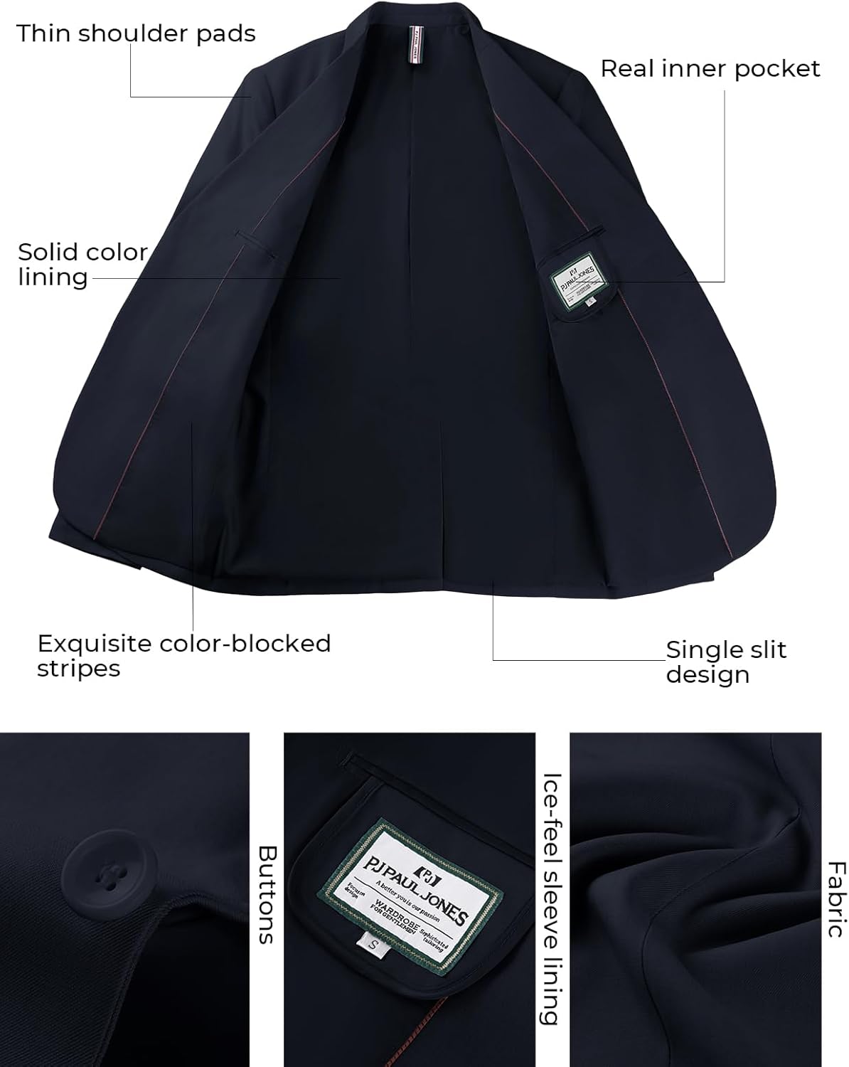PJ PAUL JONES Men's Lightweight Sport Coat Casual One Button Blazer Breathable Sportcoat - Image 5