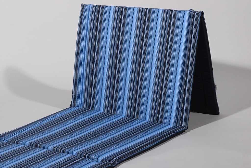Tapis de Plage Pliable avec Rembourrage en Mousse Confortable - 180 x 60 cm (Rayures Bleues)