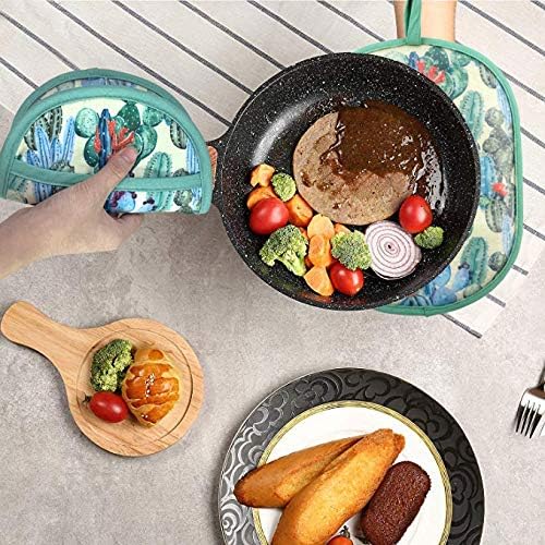 Pot Holders Set of 2 with Transparent Clear Silicone Shell and Nice Cactus Flower Cotton Lining, Heat Resistant to 500 F Kitchen Oven Gloves Pot Holder for Cooking (Cactus Flower, Potholders) - Image 7