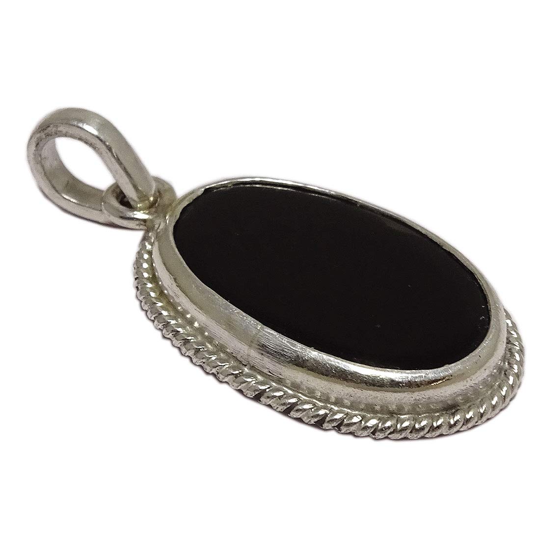 sahiba gems 925 Sterling Silver 25 Carat Natural Black Sulemani Hakik Gemstone Pendant (Agate) for Men and Women-picture-47