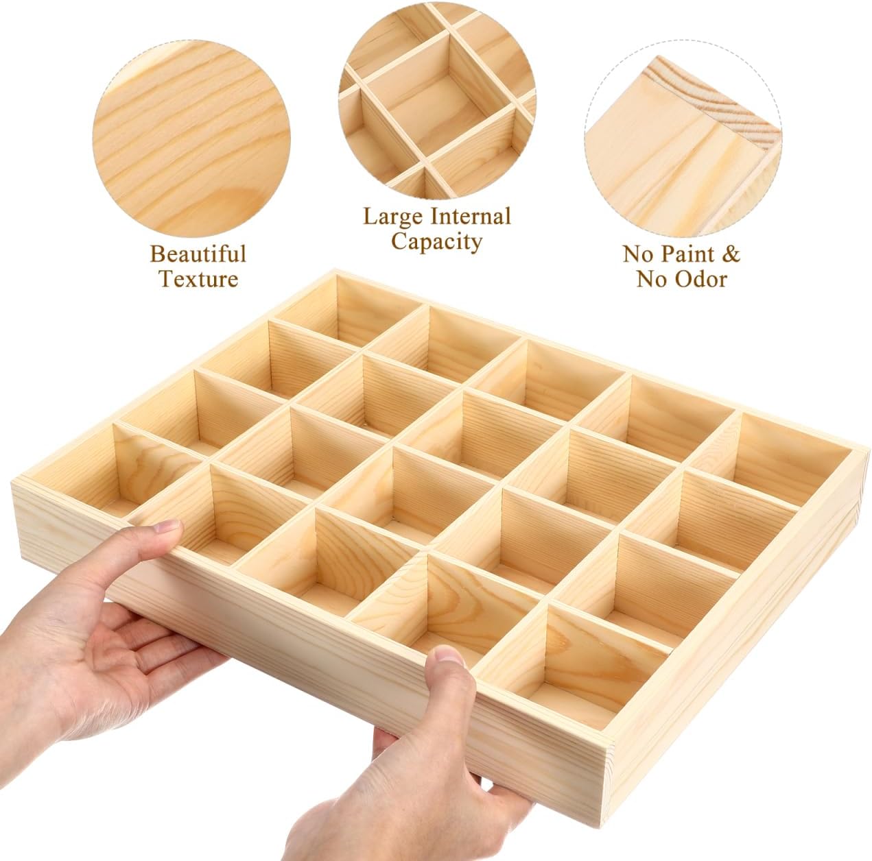DOITOOL Wooden Socks Organizer Storage Box, 20 Compartments Wooden Drawer Organizer Underwear Storage Box for Belts, Ties, Bras, Briefs, Keys, Socks And Jewelry - 13. 3 X 10. 6 X 1. 9 Inch