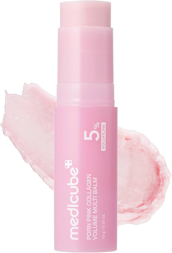 Medicube PDRN Pink Collagen Volume Multi Balm Stick - Bálsamo para rostro y cuerpo | Volufiline, PDRN, NAD, Colágeno - Contorno de ojos, cuello, frente, líneas de expresión, labios, relleno y luminosidad para el cuidado de líneas, K-Beauty 0.35 oz