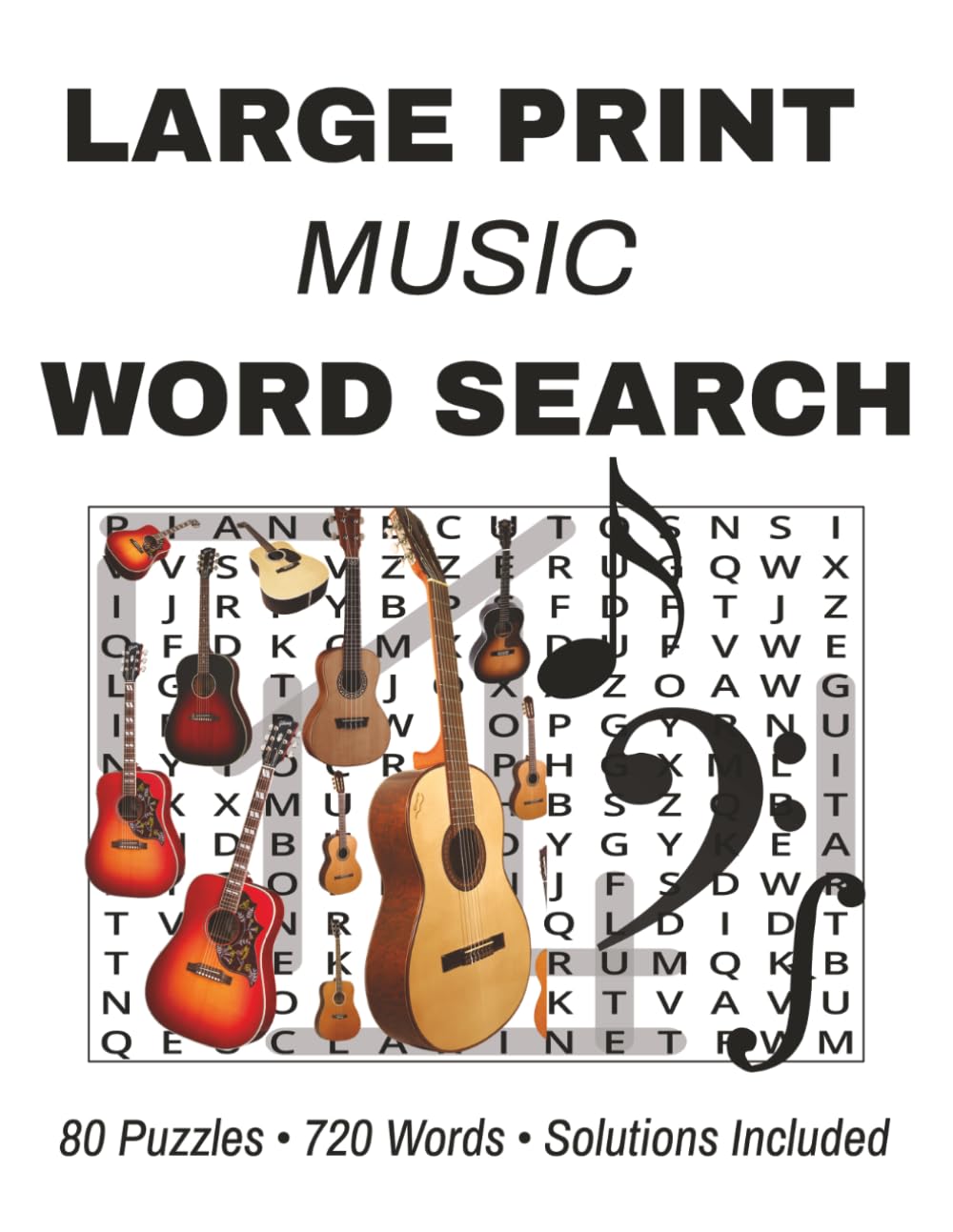 Large Print Music Word Search for Seniors: 80 Easy Music-Themed Puzzles with 720 Words for Seniors & Beginners