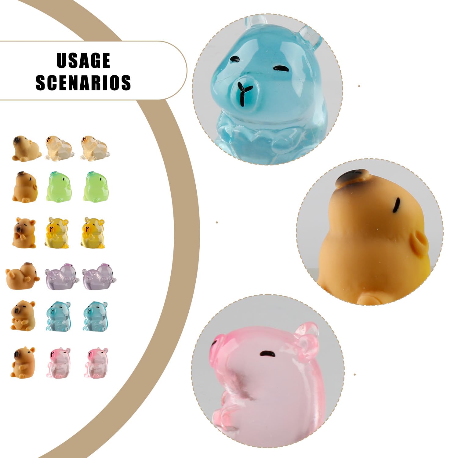 Wellrun 18PCS Cute Mini Capybara,Glow in the Dark Solid Color Tiny Capybara Ornaments for Tabletop Garden Dollhouse Landscape Party - Image 3
