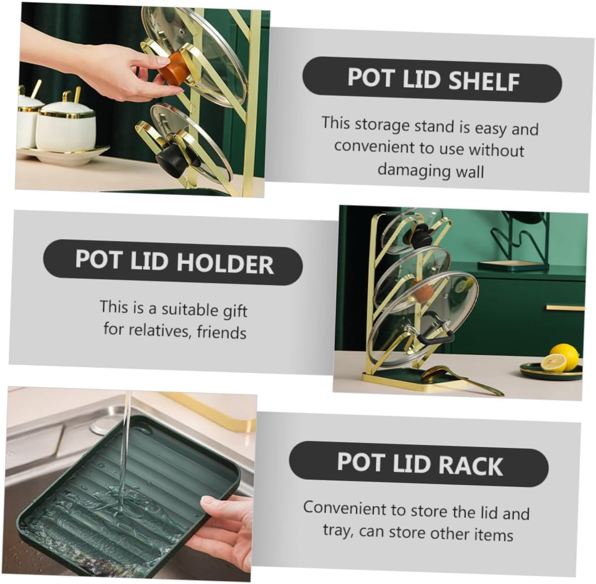 1Pc Kitchen Storage Rack Pot Lid Organizer Holder for Home Easy to Store Lids and Trays present for Housewarming