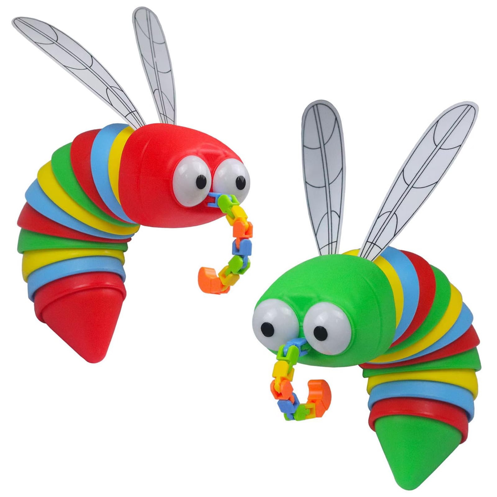 2 Pack Fidget Mosquito Toy, Wacky Tracks Snap Fidget Toys, Mosquito Sensory Toy with Wings, Click Fidget Toys for Kids Birthday Gifts Goodie Bag