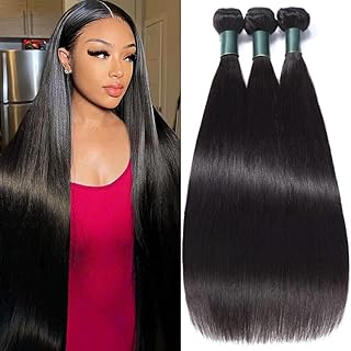 12A Human Hair Bundles Straight Bundles Human Hair 16 18 20 Inch 100% Unprocessed Brazilian Virgin Hair For Women Quick Weave Natural Black Color Extensions