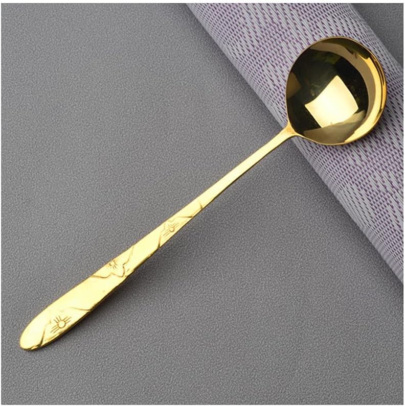 Cutlery Teaspoons Coffee Stirring Spoon Dessert Spoon Drinking Spoon Soup Spoon Suitable for Home Outdoor Office Tea Spoons(D)