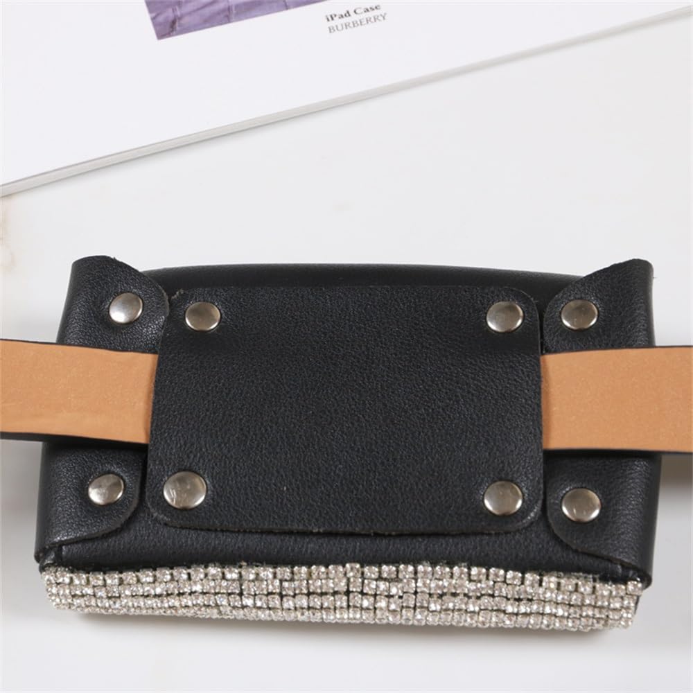 Gürteltasche für Damen Damen Strass Mini Kompakte Hüfttasche PU Leder Gürtel Hüfttasche