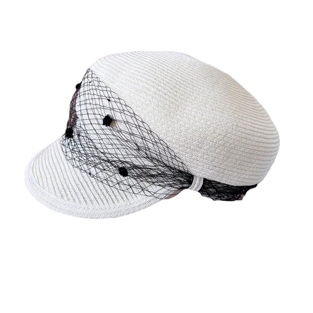 Cappello di paglia da donna in rete a pois per newsboy cappello da sole con visiera visiera curva cappello da spiaggia protezione solare